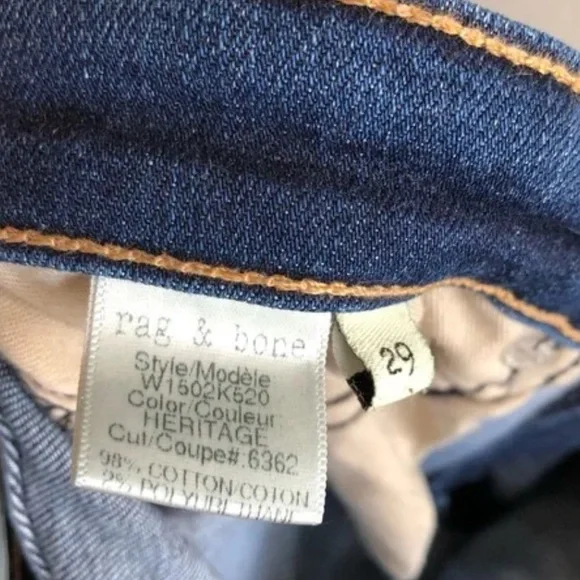 Rag & Bone Comfy Mid Rise Casual Skinny Leg Fit Denim Jeans Pants Blue - Picture 8 of 12